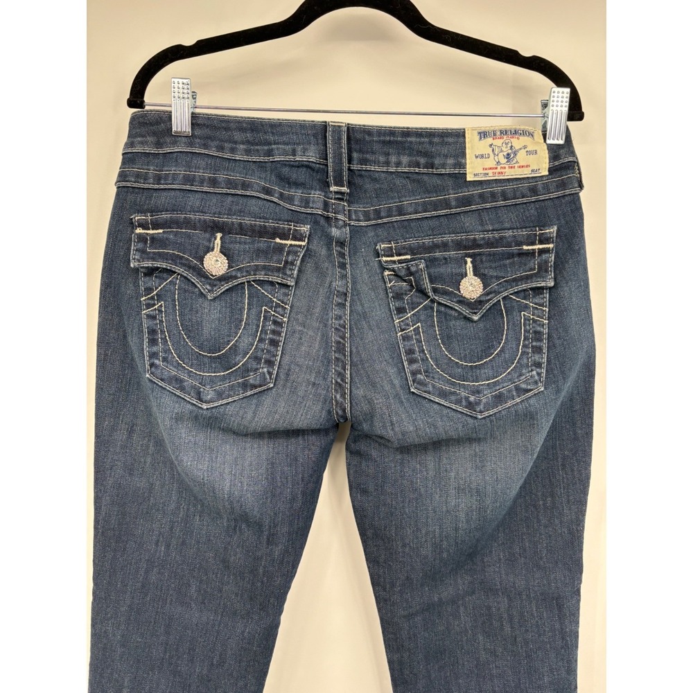 True Religion Skinny Dark Wash Jeans Crystal Embellished Size 31 Made in USA